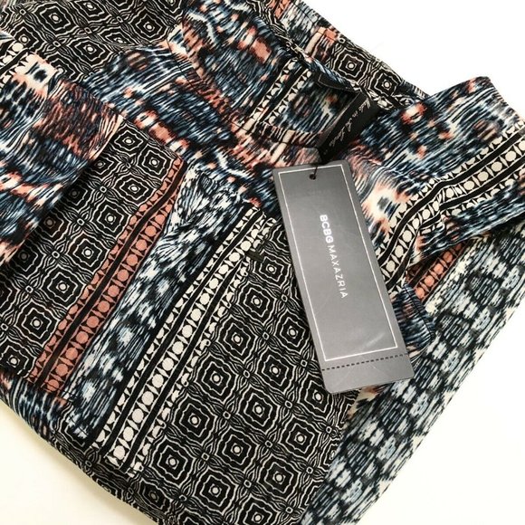 NWT $140 BCBG Max Azria Patchwork Cold Shoulder Crop Top Blouse SizeS Ruffles - Picture 9 of 12